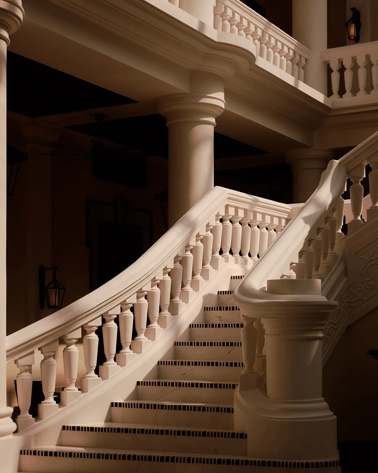 Image may contain Architecture Building House Housing Staircase Handrail and Lamp